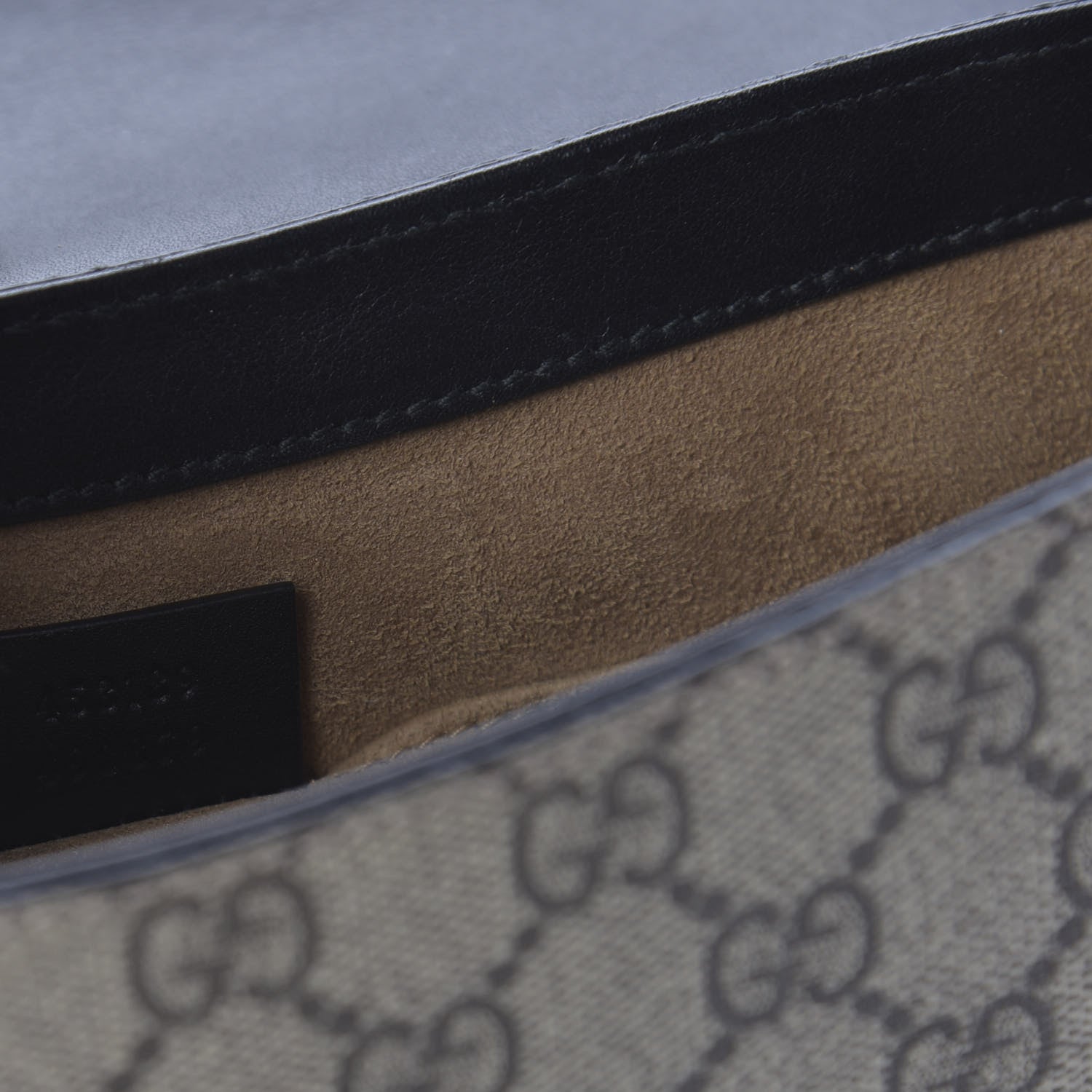Gucci GG Supreme Monogram Web Medium Padlock Messenger Shoulder Bag Black 9 of 10