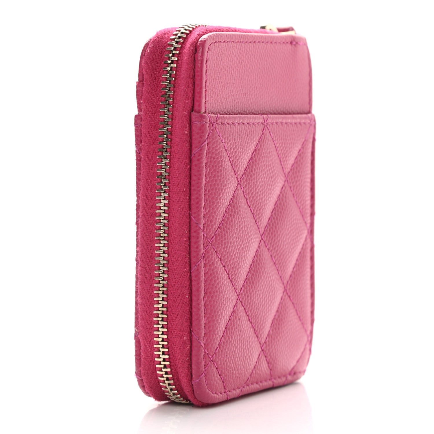 Chanel Caviar Quilted Zip Card Holder Fuchsia 3 of 8