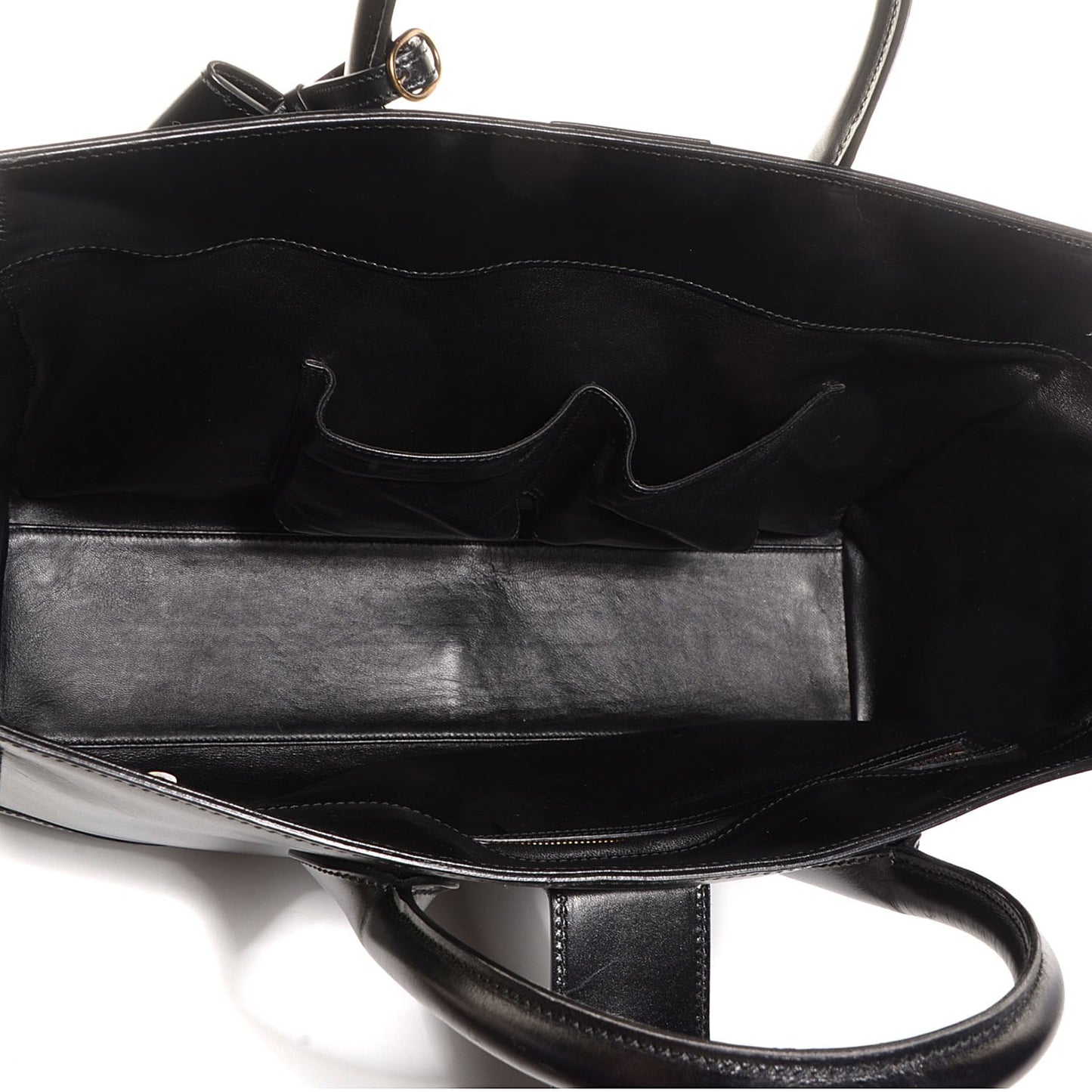 Calfskin Medium Lady Buckle Top Handle Bag Black