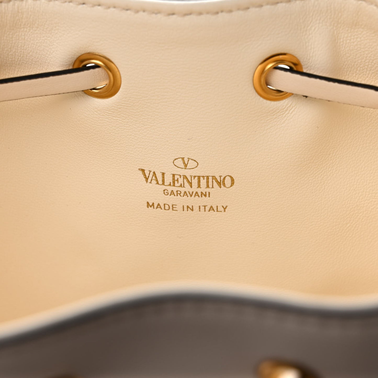 Nappa Mini VLogo Signature Chain Bucket Bag Light Ivory