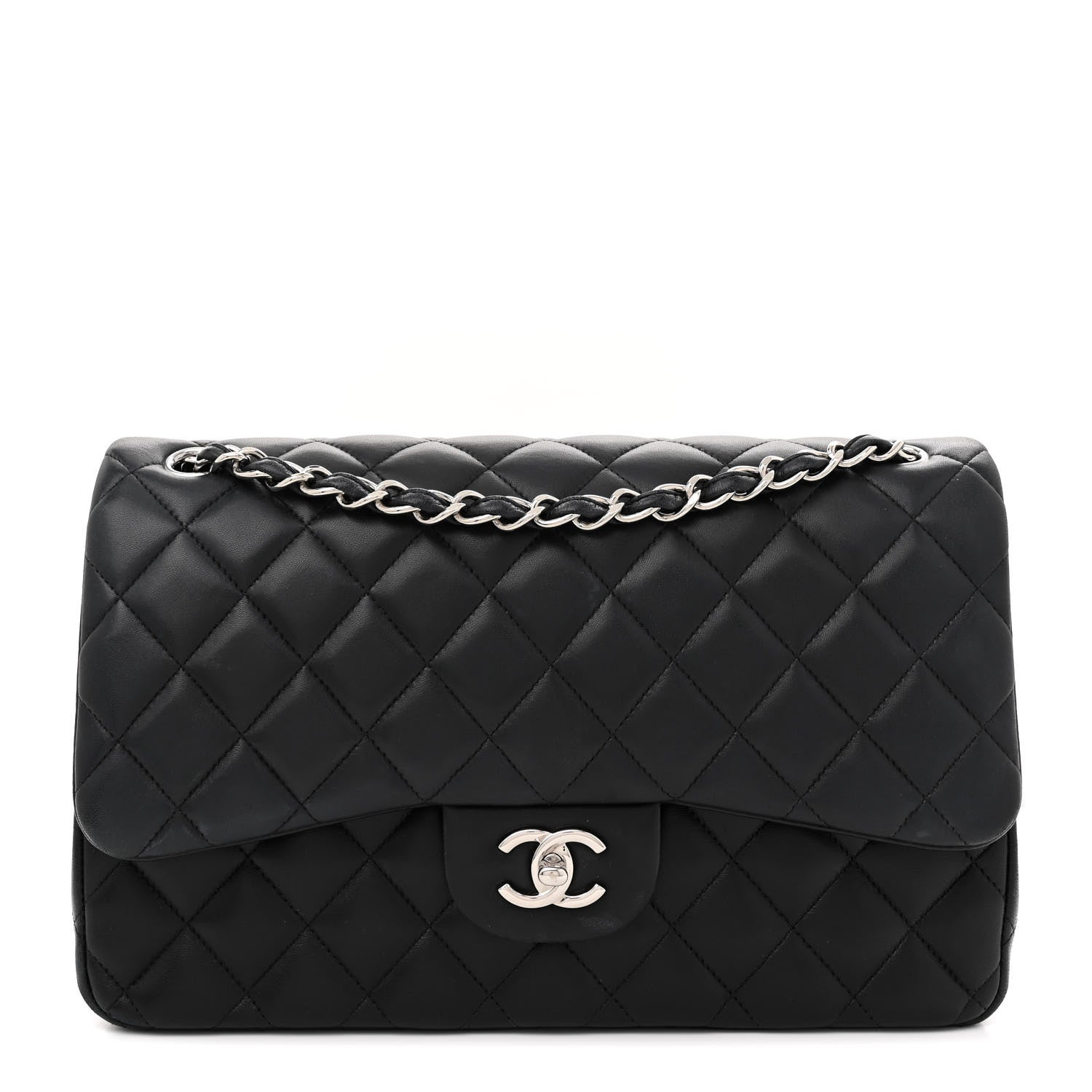 Chanel Lambskin Quilted Jumbo Double Flap Black 1 of 16