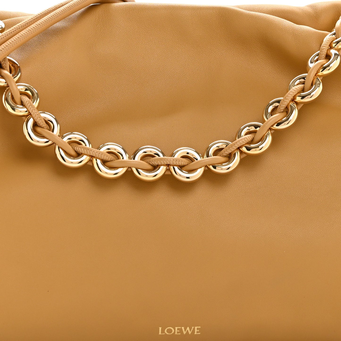 Mellow Nappa Donut Chain Large Flamenco Knot Clutch  Sahara