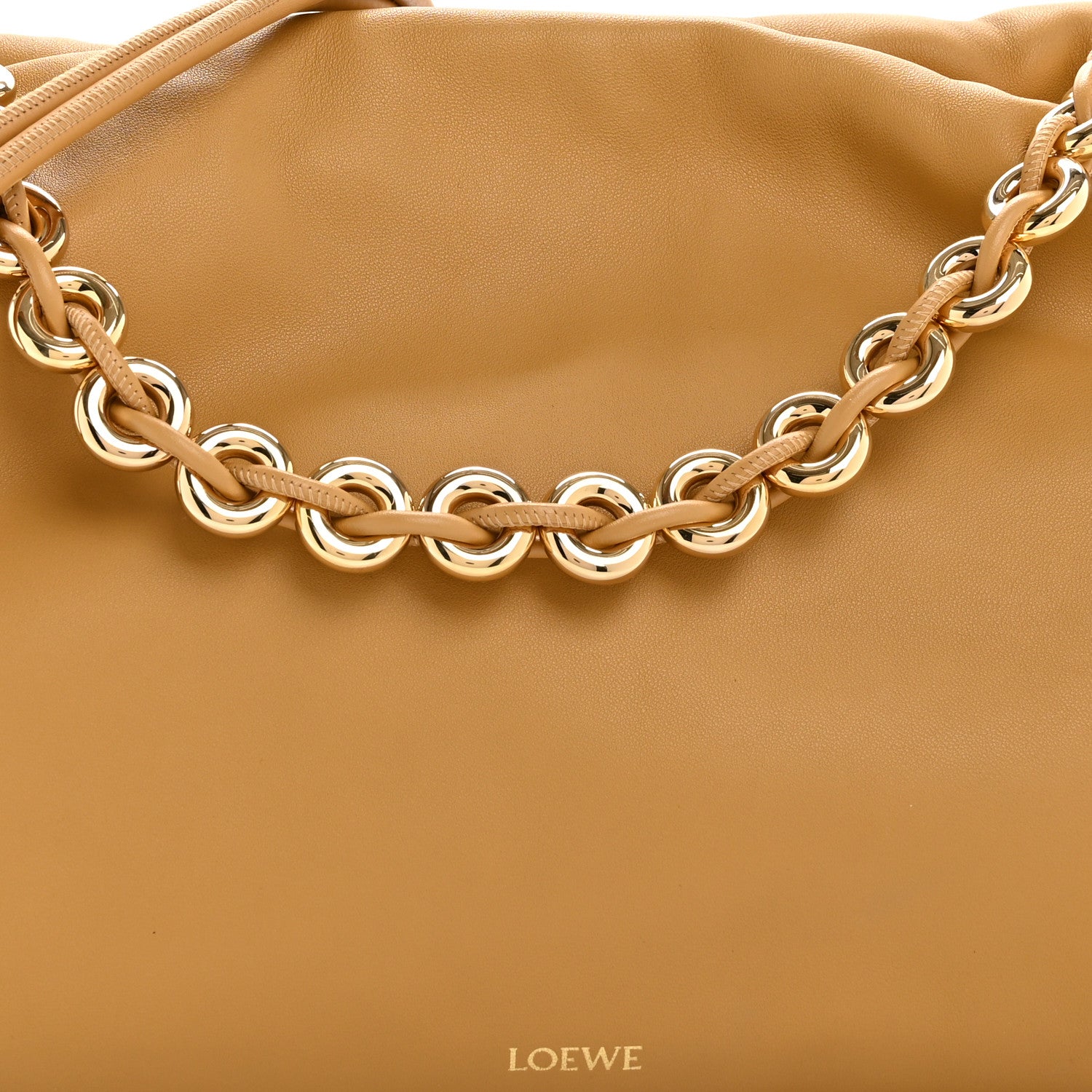 Loewe Mellow Nappa Donut Chain Large Flamenco Knot Clutch  Sahara 8 of 10