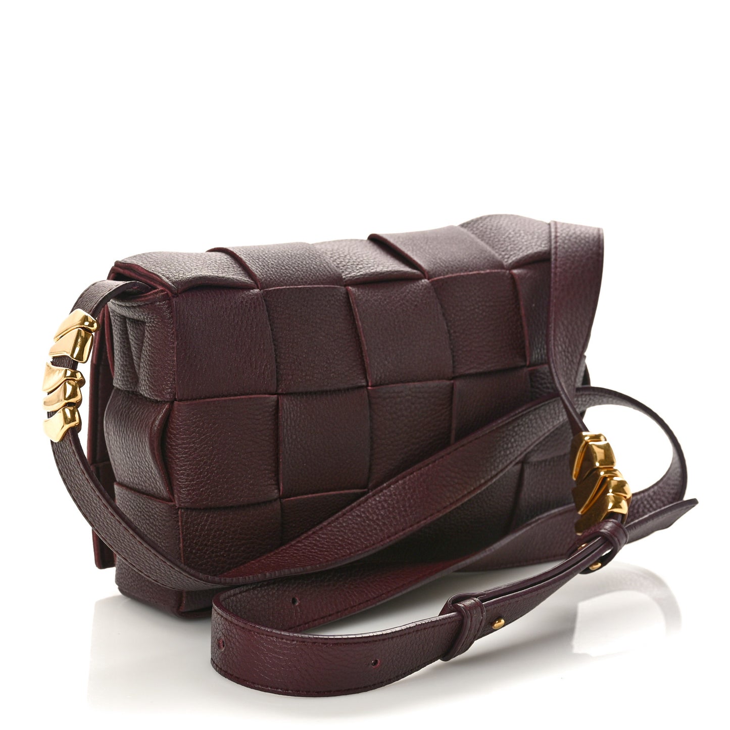 Grained Calfskin Maxi Intrecciato Cassette Crossbody Bag Bordeaux