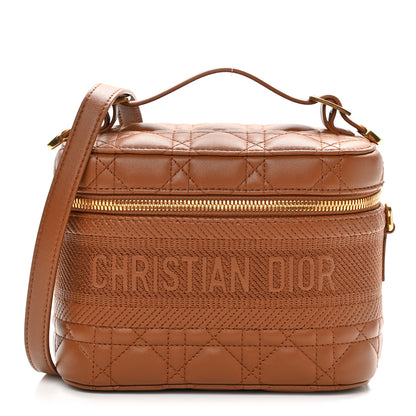 Christian Dior Lambskin Cannage Small Diortravel Vanity Case Cognac 1 of 8