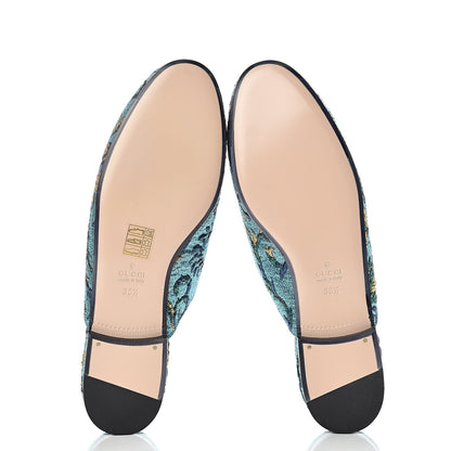 Gucci Iridescent Brocade Womens Princetown Slippers 38.5 Azure Multicolor Oro 5 of 8