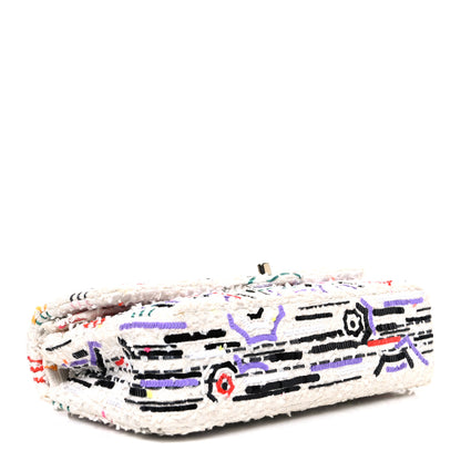 Chanel Tweed Braid Sequin Medium Double Flap White Purple Multicolor 4 of 10