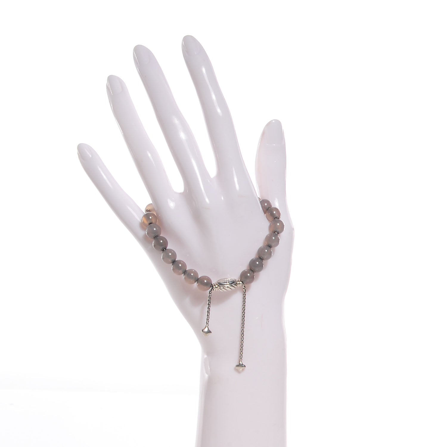 David Yurman Sterling Silver Moonstone Spiritual Beads 8mm Bracelet Grey 2 of 5
