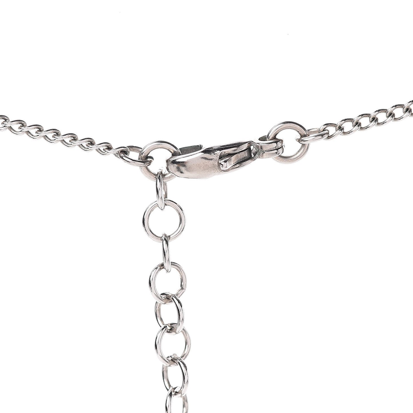 Enamel Bead Pearl Charms CC Drop Necklace Silver