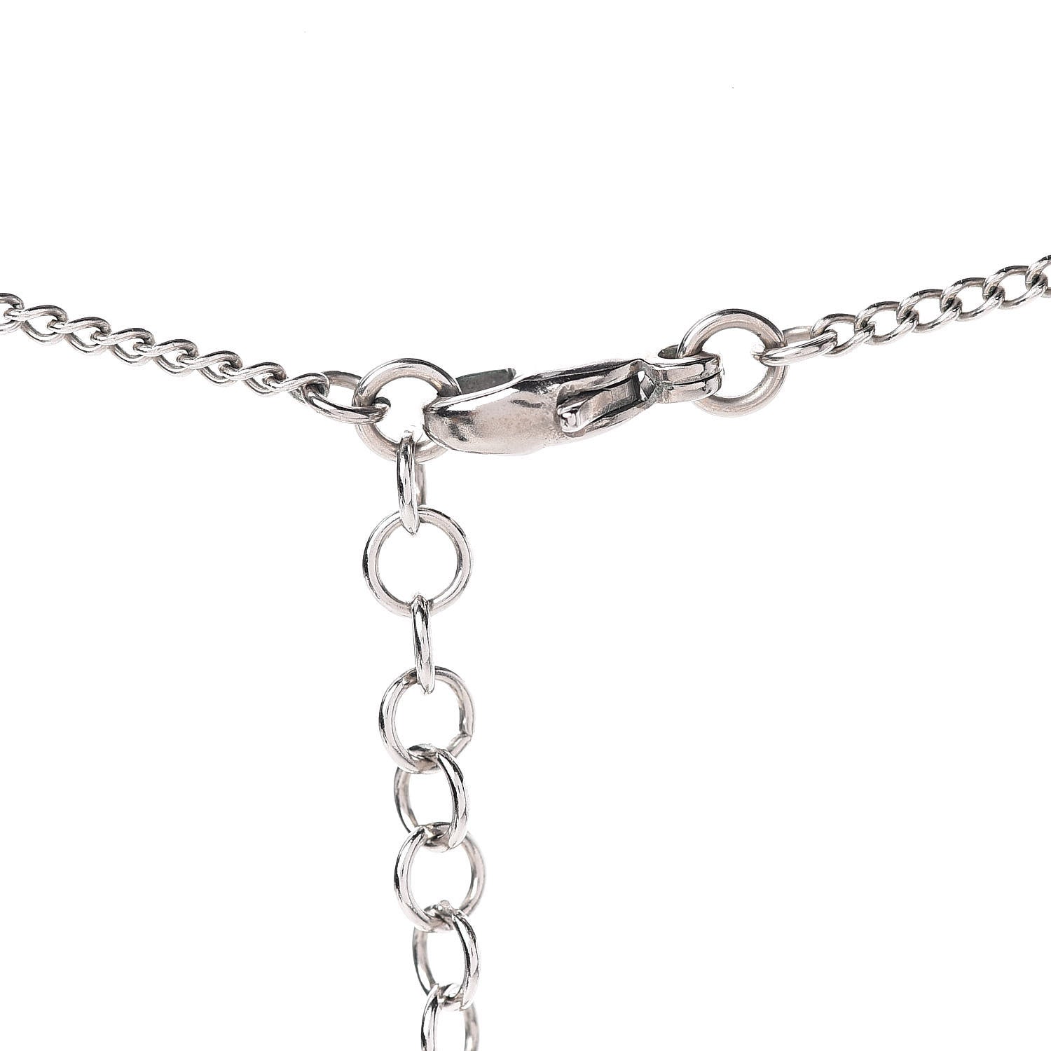 Chanel Enamel Bead Pearl Charms CC Drop Necklace Silver 4 of 5