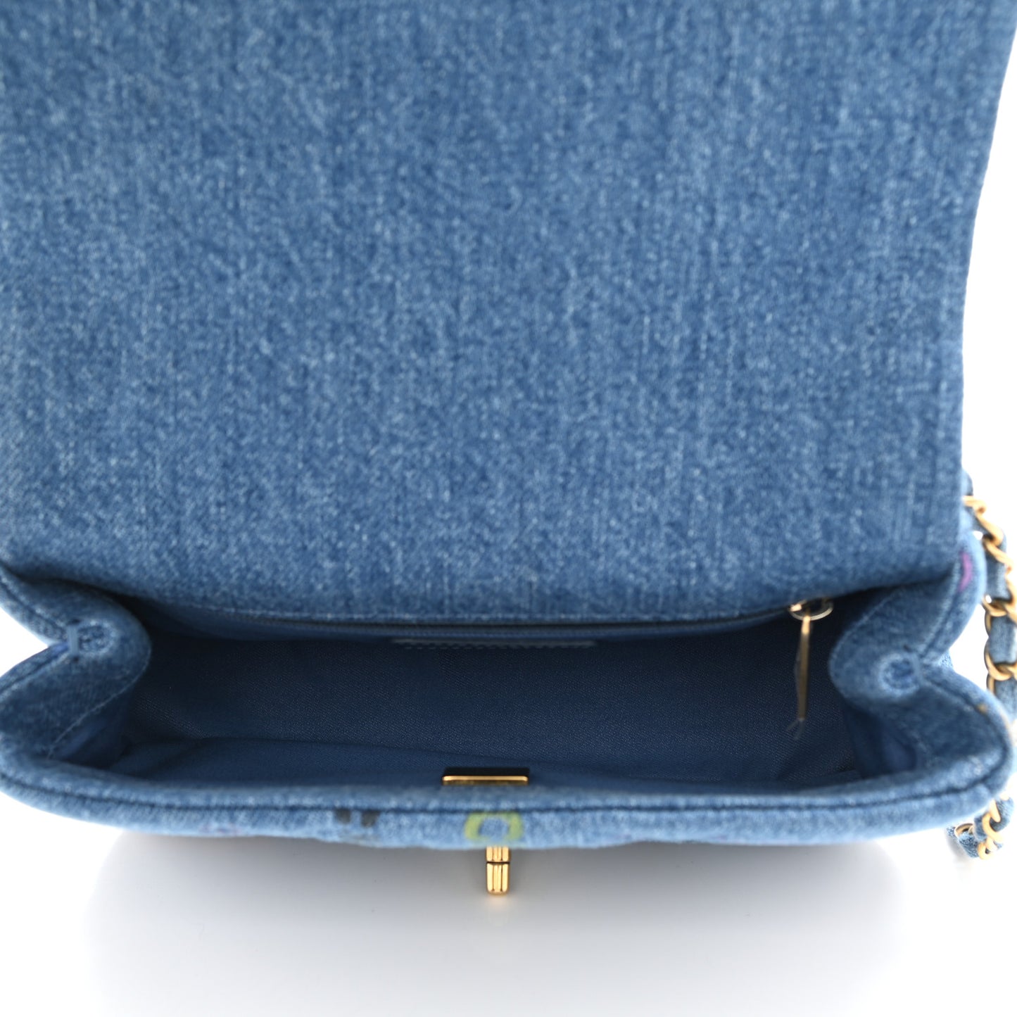 Denim Quilted Mini Denim Mood Rectangular Flap Blue Multicolor