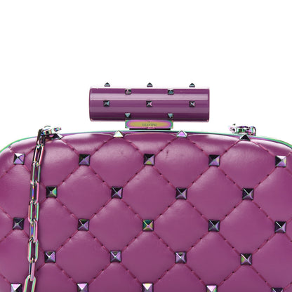 Valentino Garavani Lambskin Oil Slick Rockstud Spike Minaudiere Clutch Lilla 12 of 12