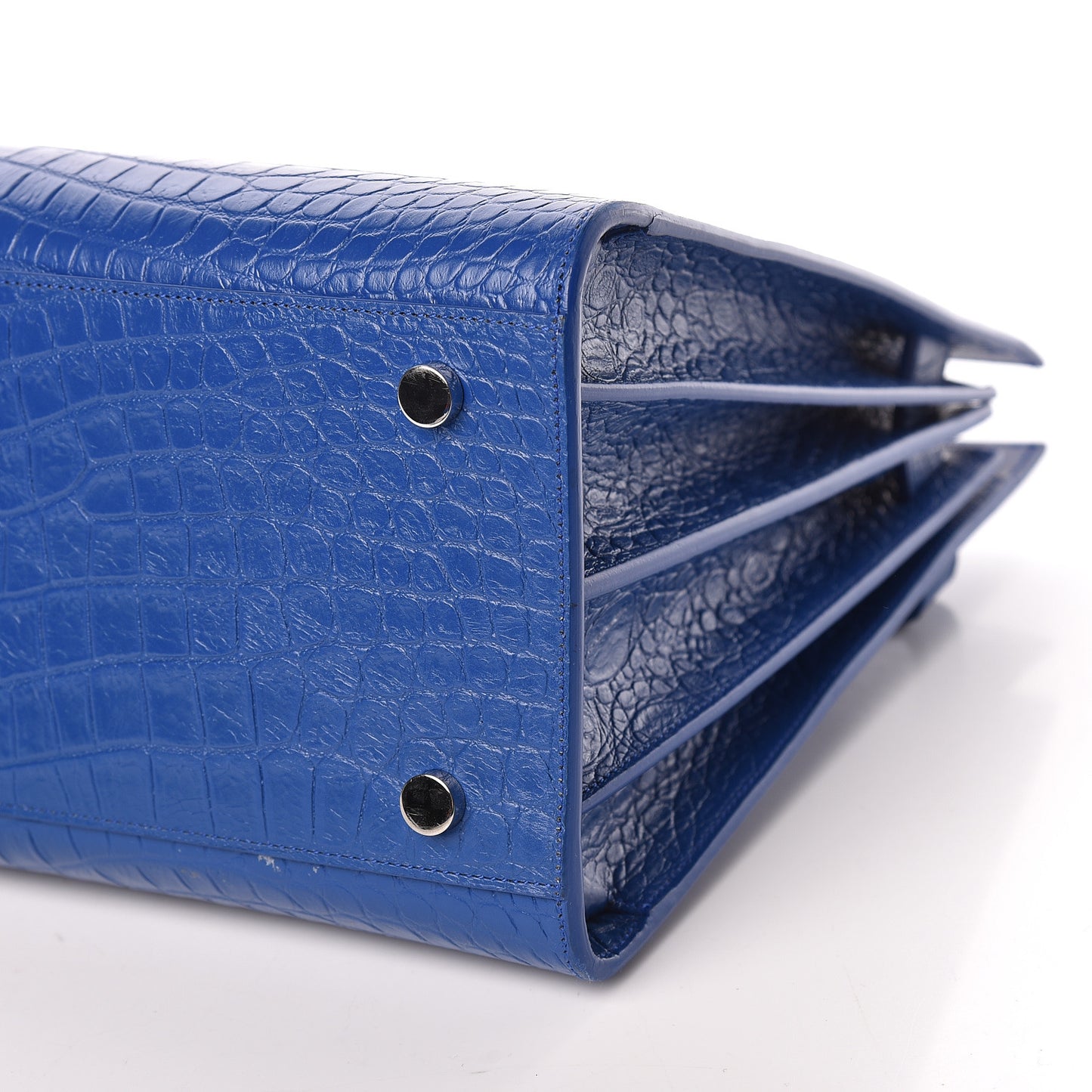 Calfskin Crocodile Embossed Small Sac De Jour Royal Blue