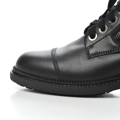 Chanel Calfskin Quilted Lace Up Combat Boots 37 Black 13 of 19
