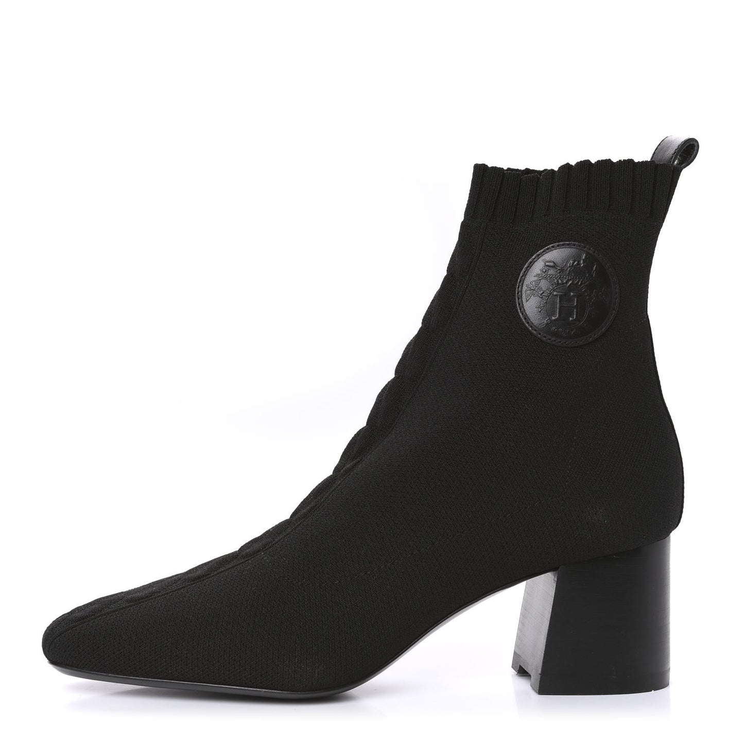 Knit Calfskin Volver Ankle Boots 39 Black