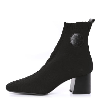 Hermes Knit Calfskin Volver Ankle Boots 39 Black 1 of 8