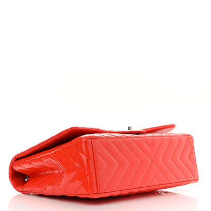 Chanel Patent Chevron Quilted Maxi Single Flap Red 4 of 14