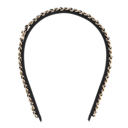 Chanel Metal Lambskin CC Turnlock Chain Headband Gold Black 3 of 6