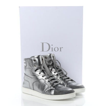 Christian Dior Metallic Calfskin Hip-Dior High Top Sneakers 39 Steel 14 of 14