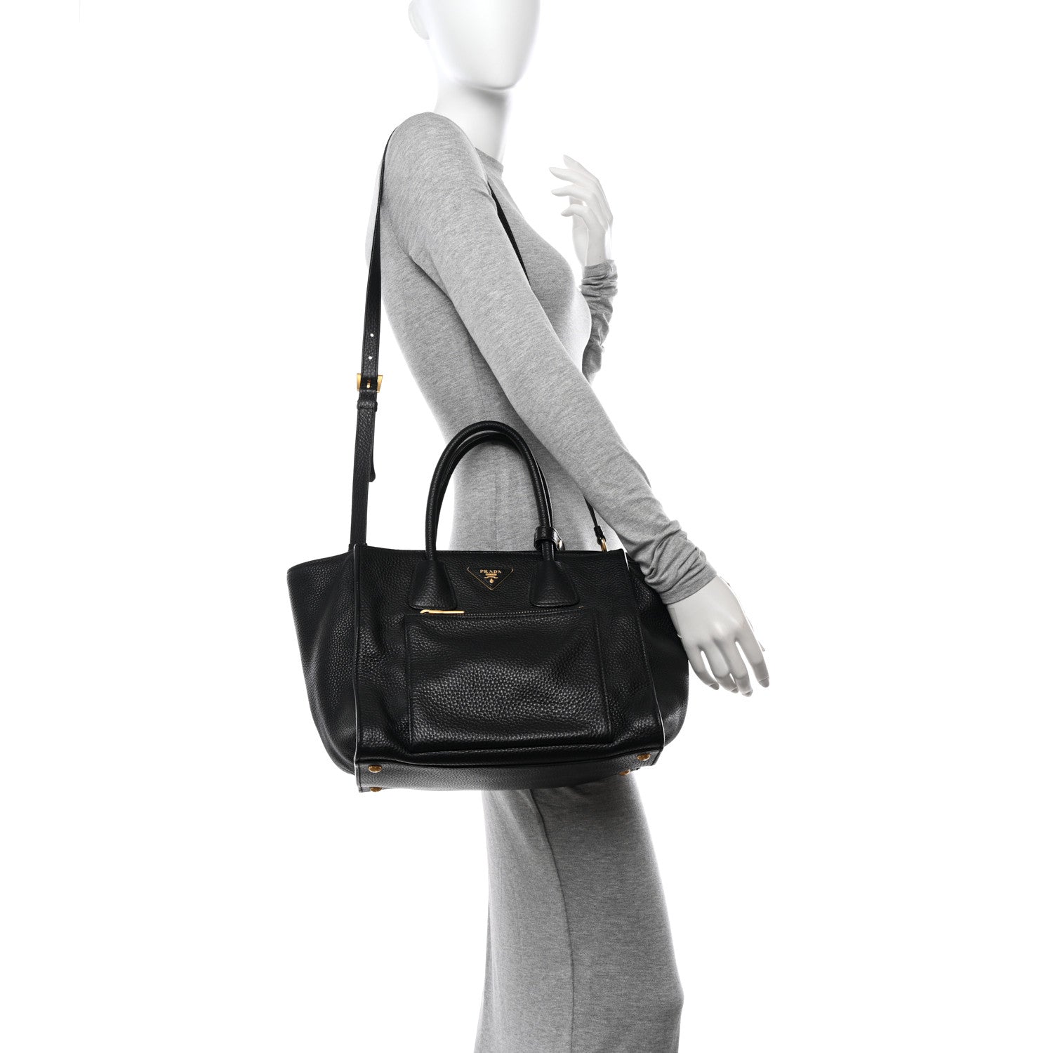 Prada Vitello Daino Tote Black 2 of 13