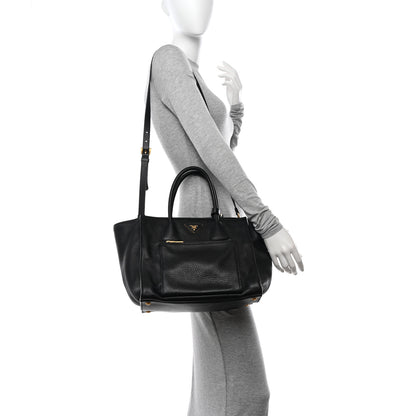 Prada Vitello Daino Tote Black 2 of 13