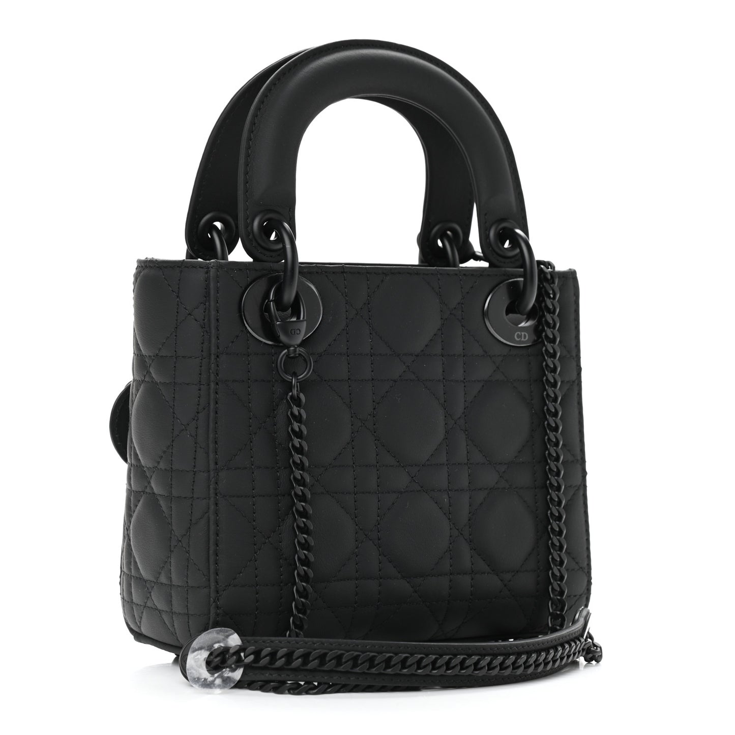 Ultra Matte Calfskin Cannage Mini Lady Dior Black