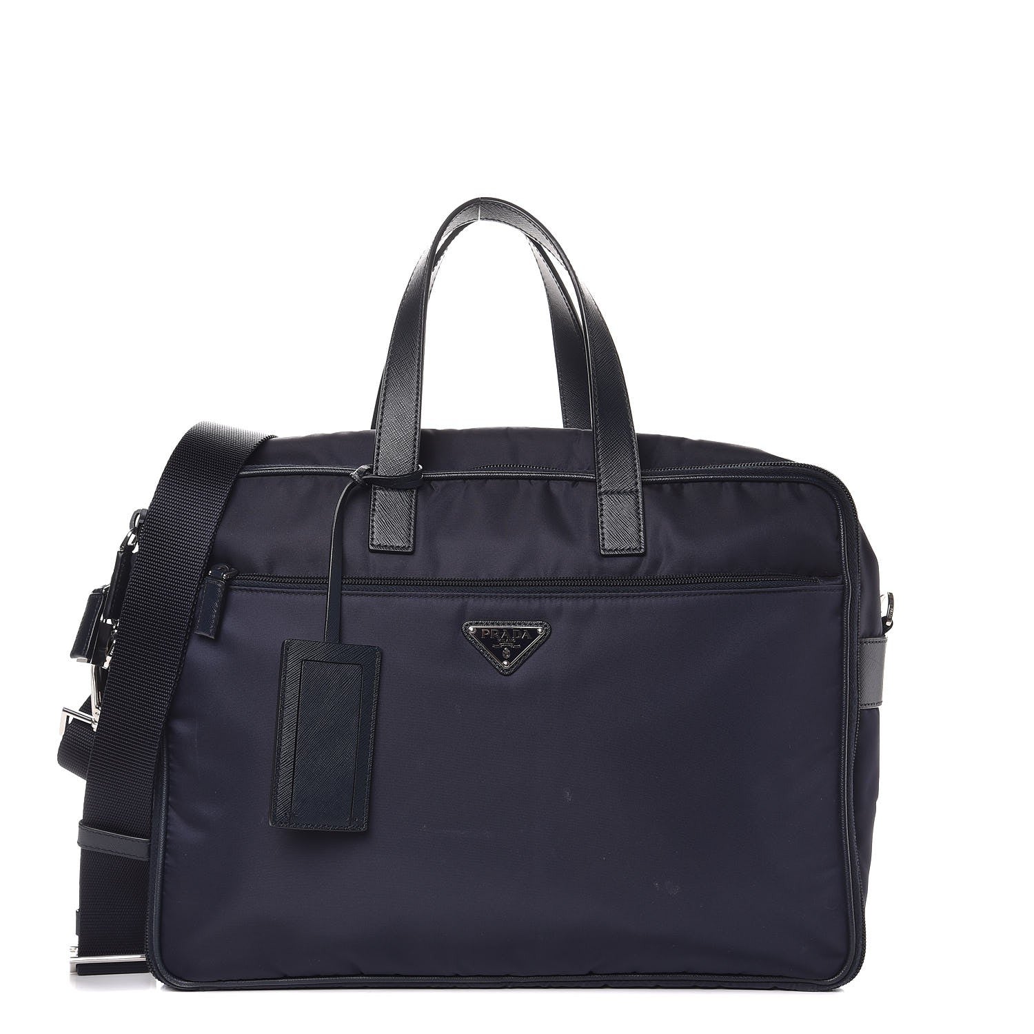 Prada Tessuto Nylon Saffiano Travel Briefcase Blue 1 of 12