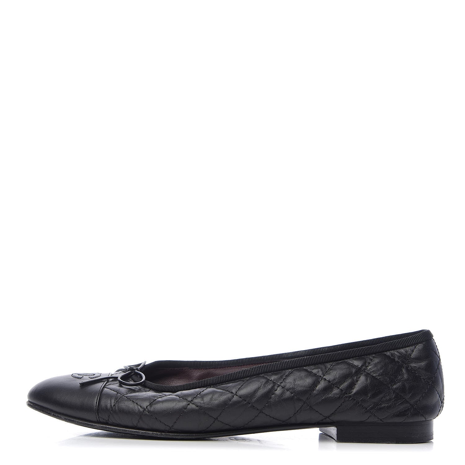 Chanel Aged Calfskin Quilted Cap Toe Ballerina Flats 41 Black 1 of 12