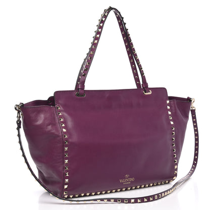 Valentino Garavani Vitello Medium Rockstud Tote Grape 3 of 12