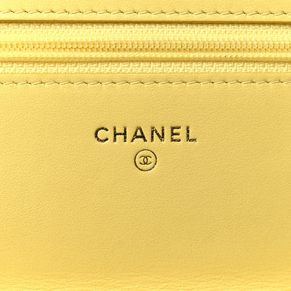Chanel Caviar Quilted CC Filigree Wallet On Chain WOC Yellow 6 of 14