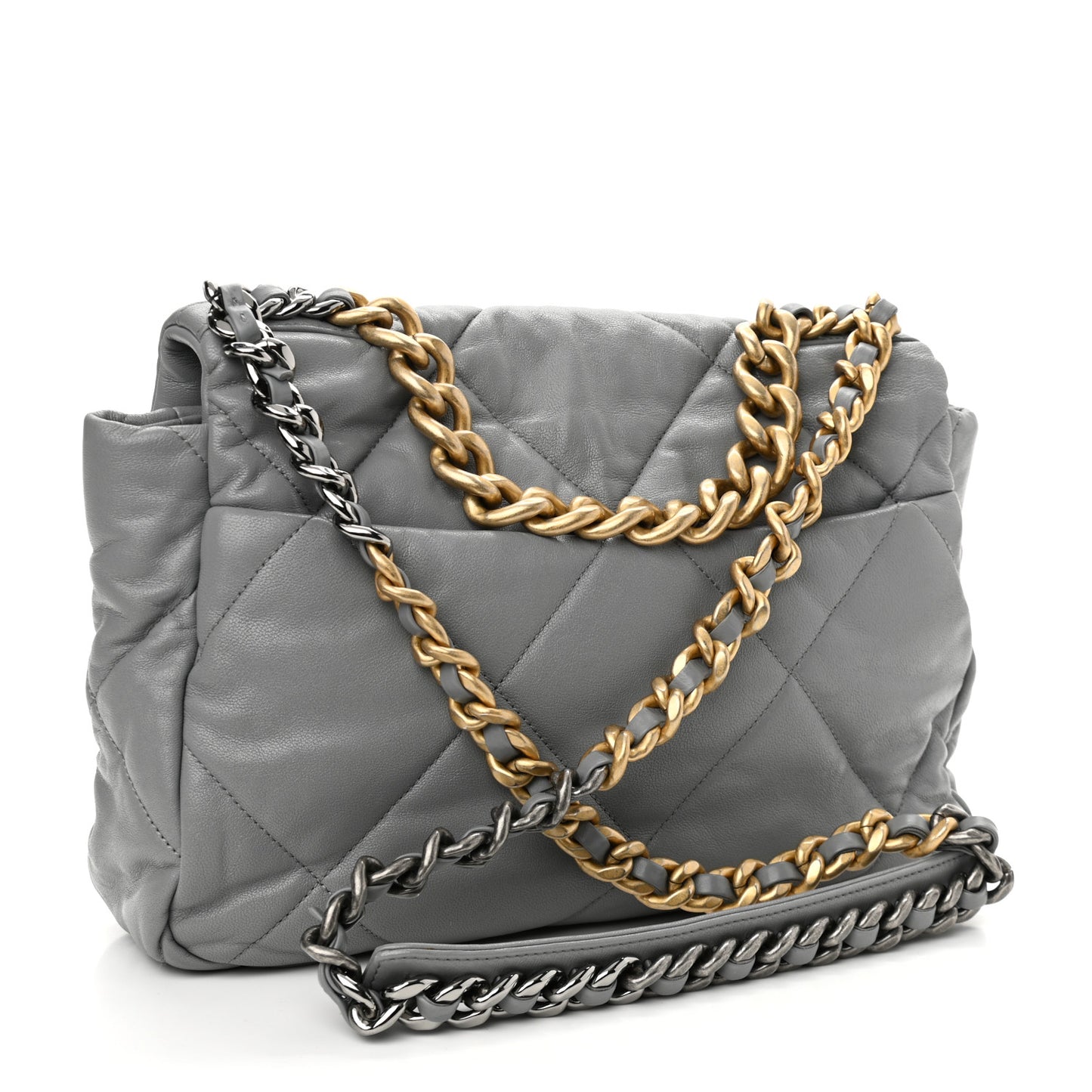 Lambskin Quilted Large Chanel 19 Flap Grey
