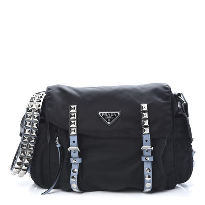 Prada Nylon New Vela Studded Messenger Black Astrale 1 of 13