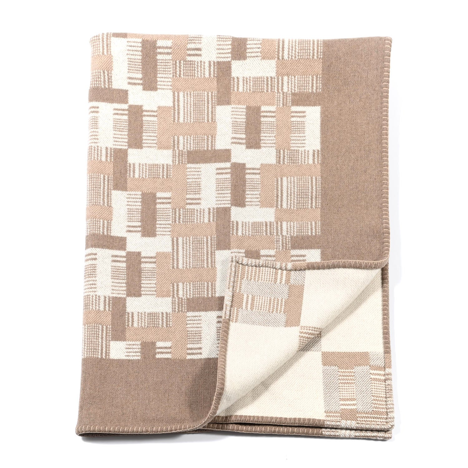 Hermes Wool Cashmere Avalon Paper Block Blanket Ecru Naturel 2 of 3