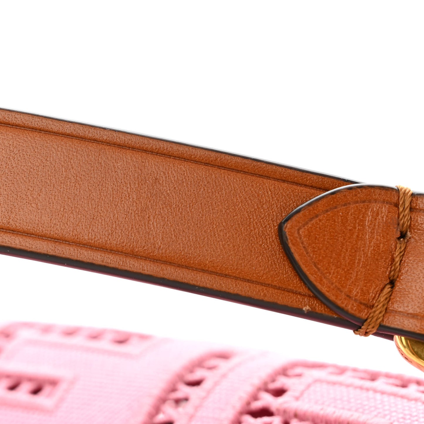 Canvas Cuoio Agata FF Ajour Embroidered Baguette Ciclamino Cuoio