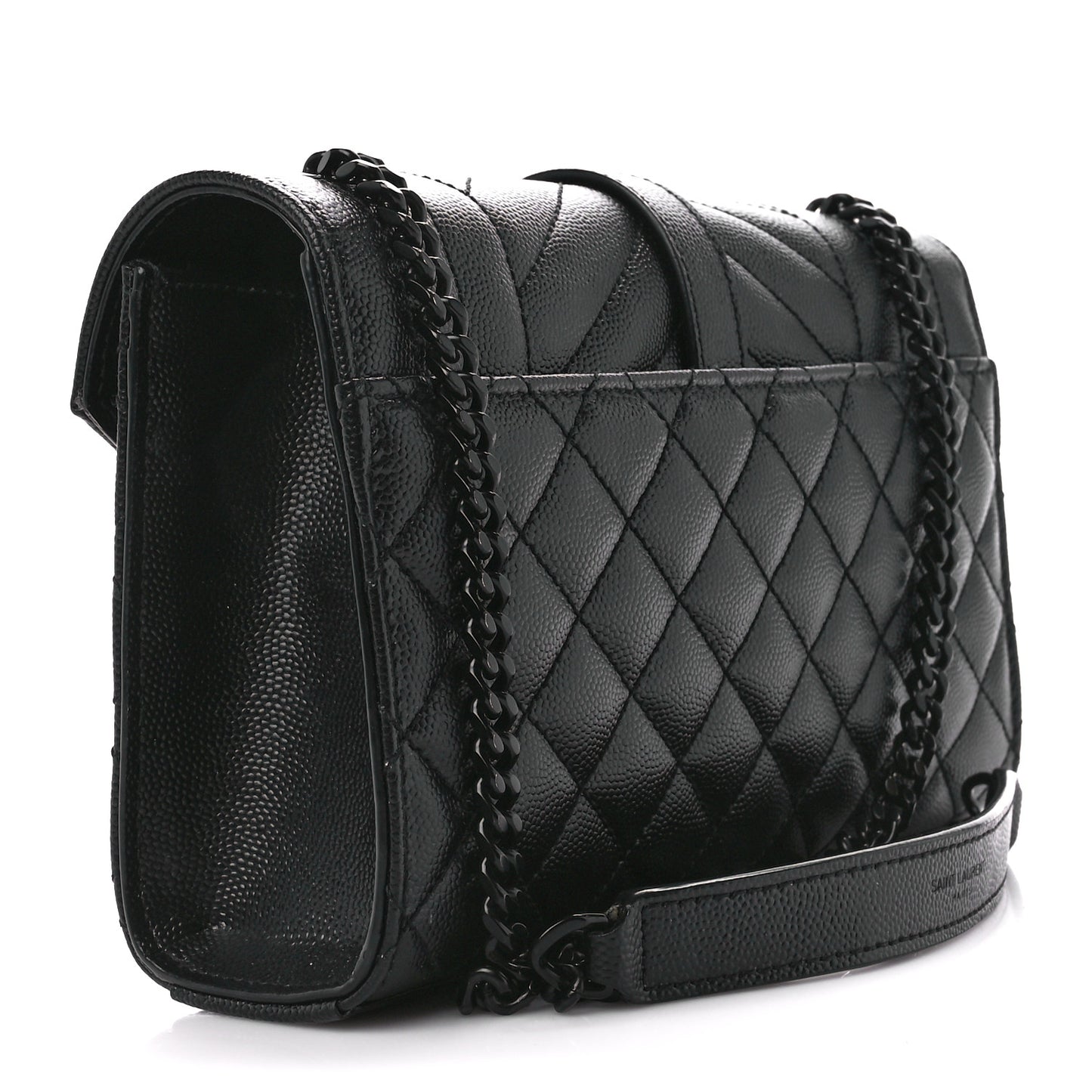 Grain De Poudre Textured Mixed Matelasse Triquilt Small Monogram Monochrome Satchel Black