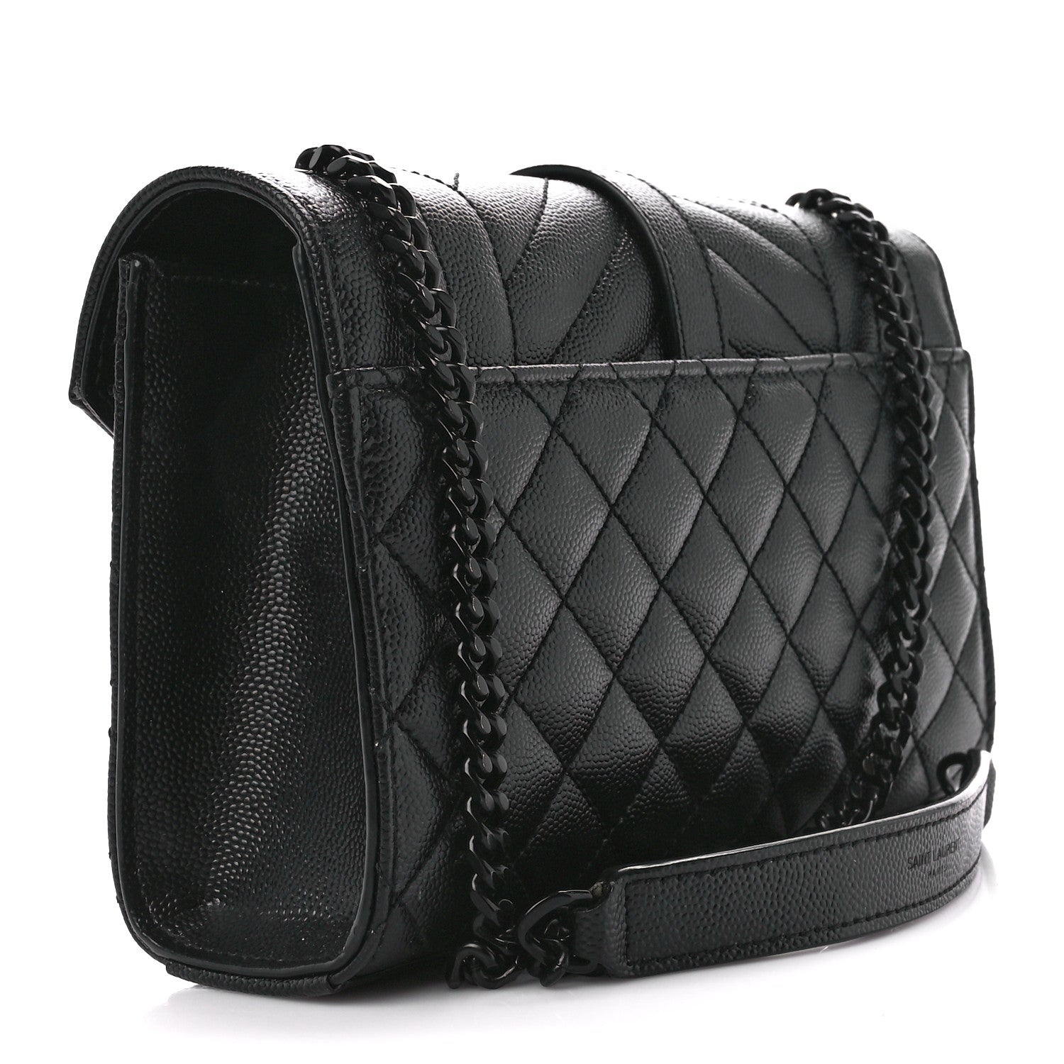 Saint Laurent Grain De Poudre Textured Mixed Matelasse Triquilt Small Monogram Monochrome Satchel Black 3 of 14