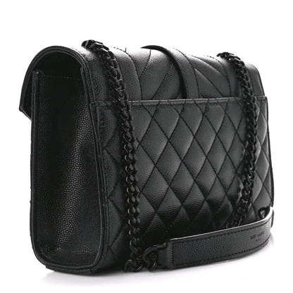 Saint Laurent Grain De Poudre Textured Mixed Matelasse Triquilt Small Monogram Monochrome Satchel Black 3 of 14