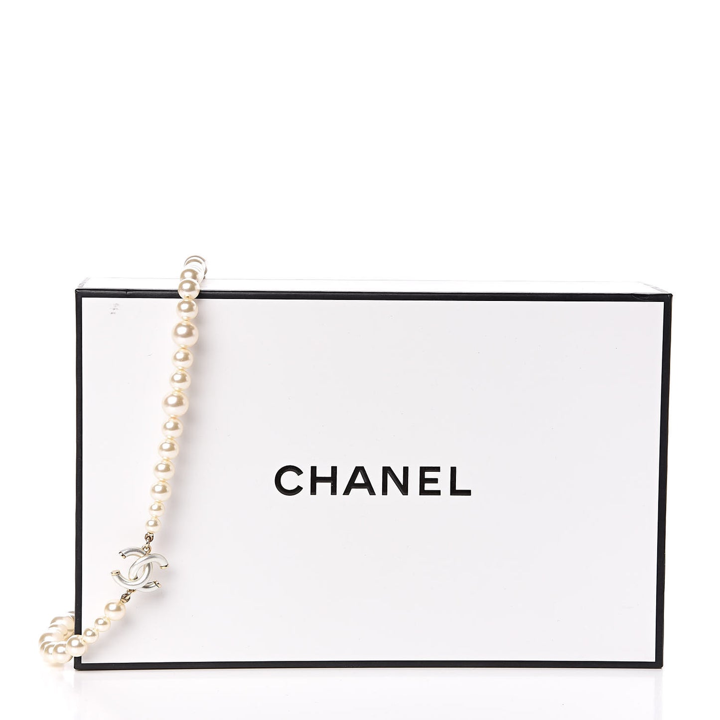 Graduated Pearl CC Long Necklace Gold