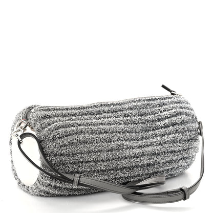 Loewe Metallic Lurex Pleated Bracelet Pouch Shoulder Bag Silver 3 of 9