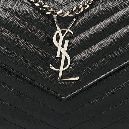 Saint Laurent Grain De Poudre Matelasse Chevron Monogram Chain Wallet Black 8 of 11