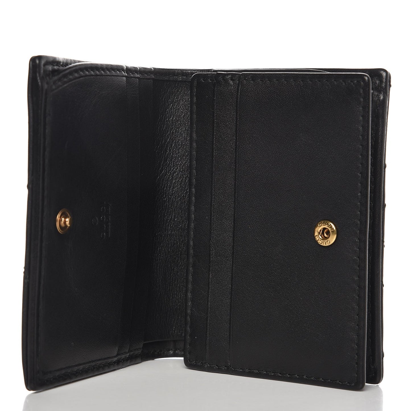 Calfskin Matelasse GG Marmont Card Case Wallet Black