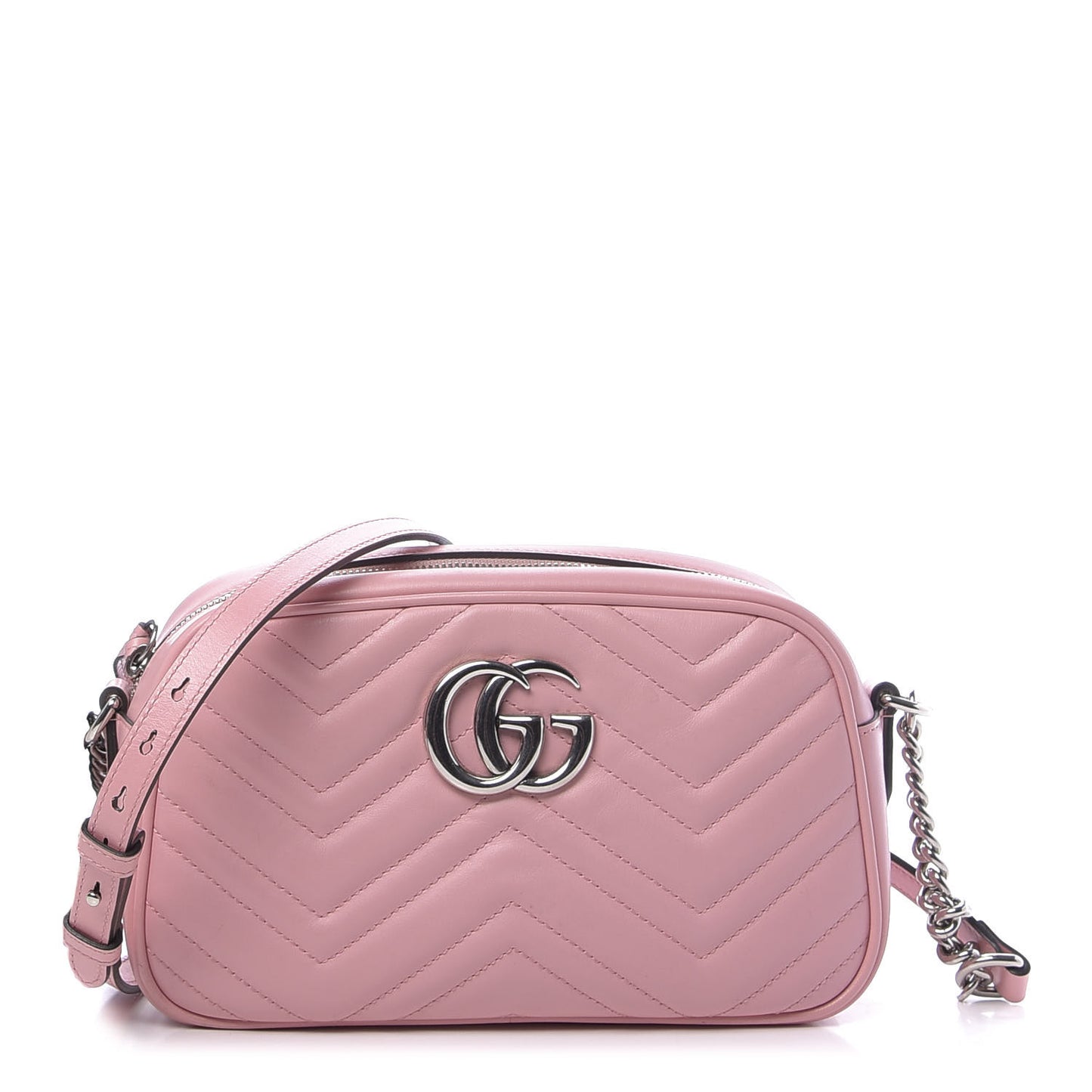 Calfskin Matelasse Small GG Marmont Chain Shoulder Bag Wild Rose