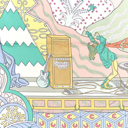 Hermes Silk Le Premier Chant Scarf 90 Abricot Ciel Vert 2 of 4