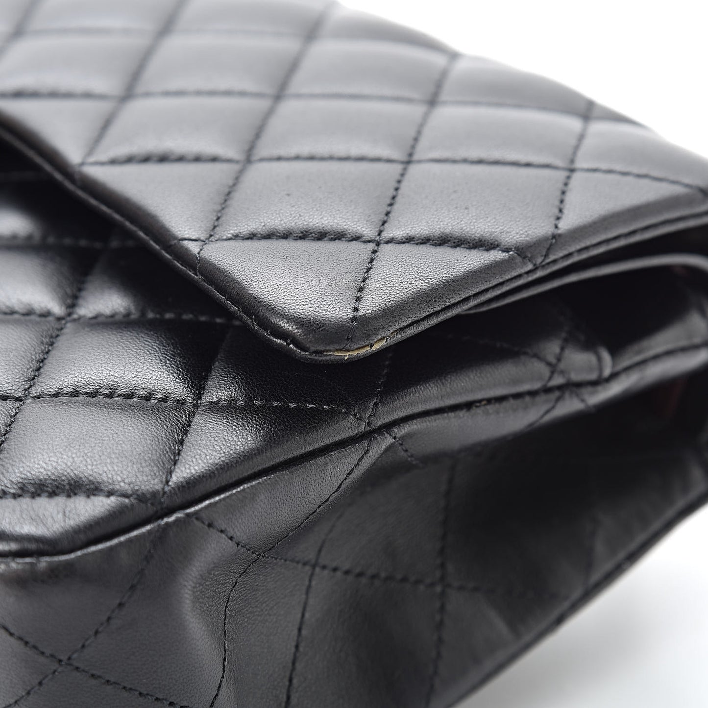 Lambskin Quilted Medium Double Flap Black
