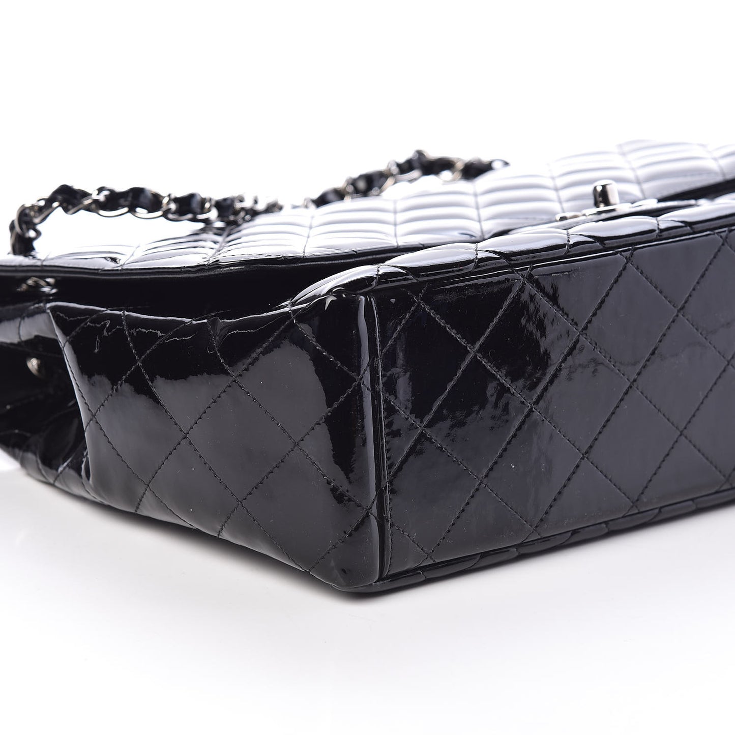 Patent Quilted Maxi Single Flap Black