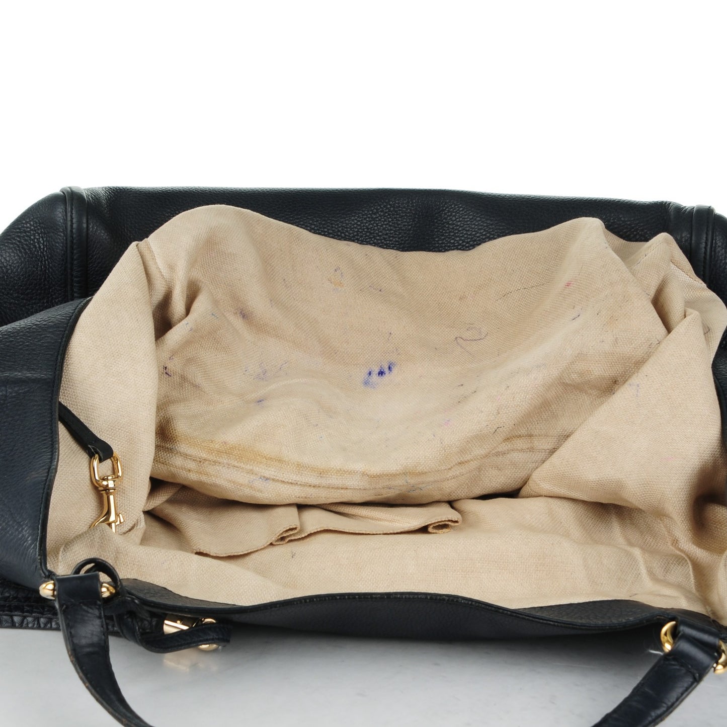 Pebbled Calfskin Large Soho Shoulder Bag Blue