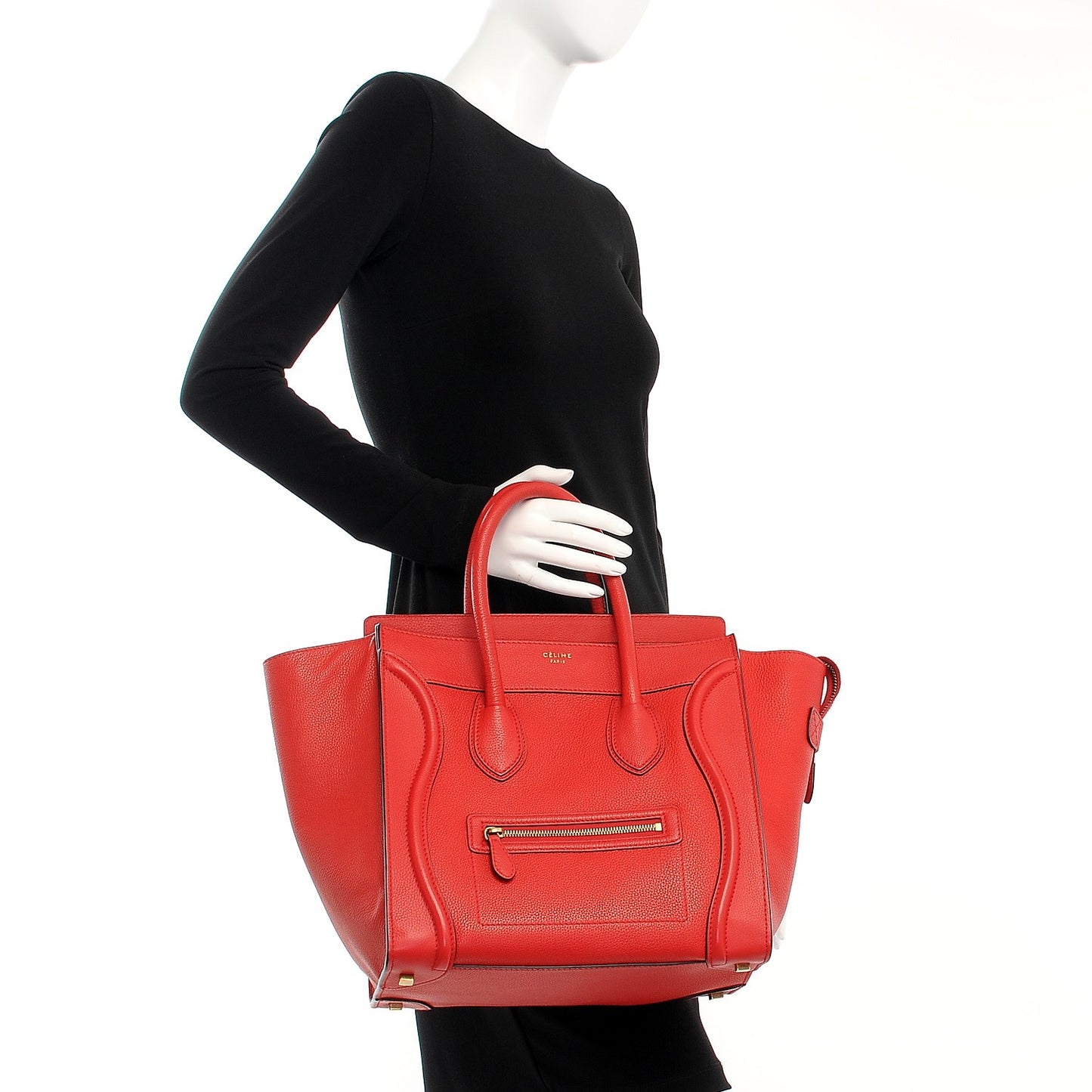 Drummed Calfskin Mini Luggage Coquelicot