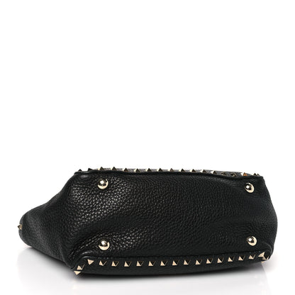 Valentino Garavani Grained Calfskin Small Rockstud Tote Black 4 of 8