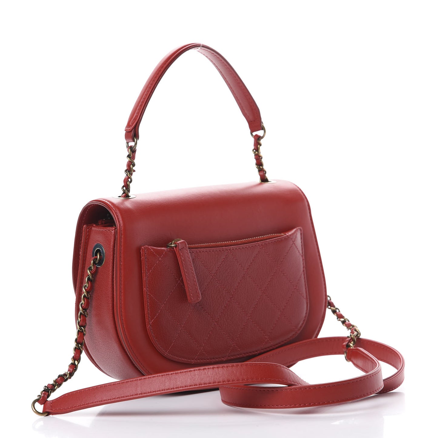 Shiny Calfskin Goatskin Quilted Small Coco Curve Messenger Flap Red