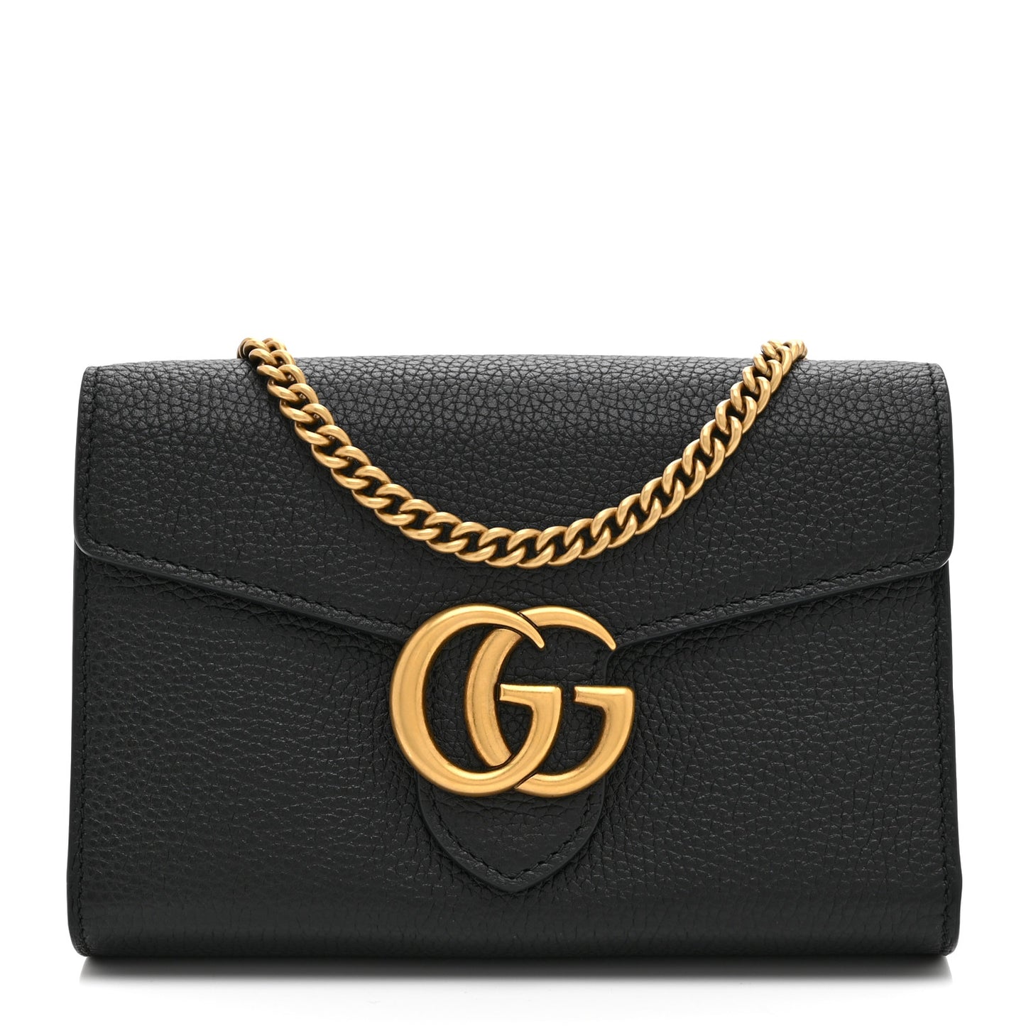 Calfskin GG Marmont Chain Wallet Black